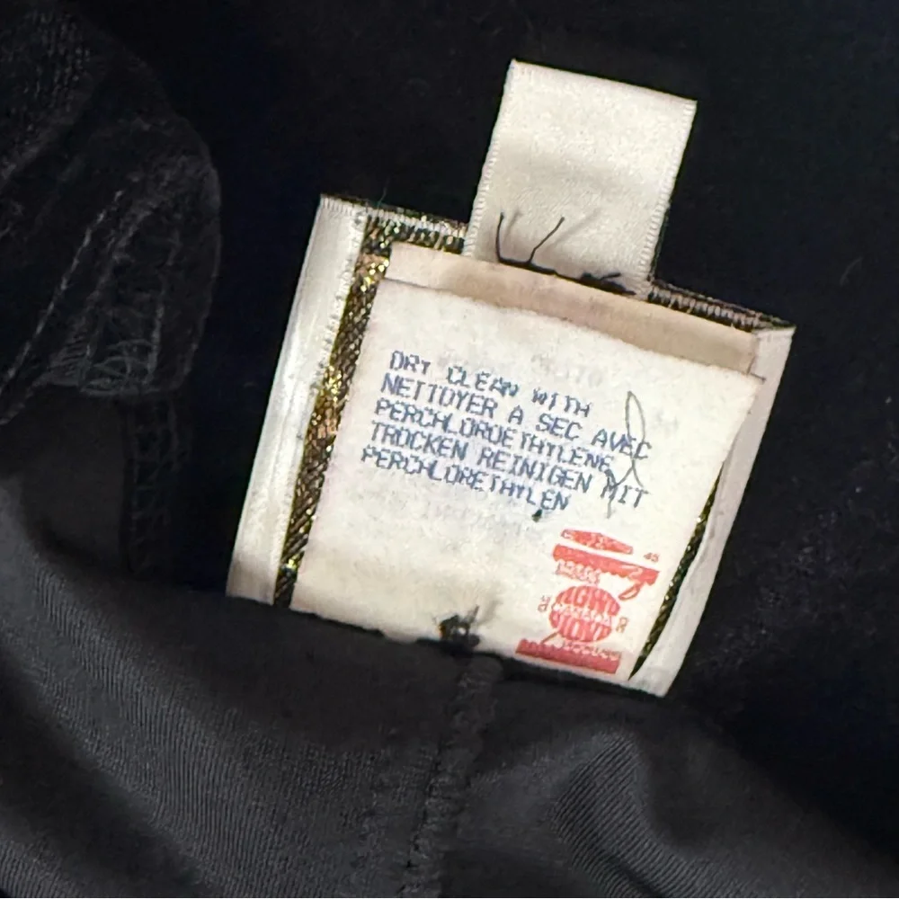 Vintage Joseph Ribkoff Black Velvet Faux Fur Cuffs Rhinestone Accent Gown Large - Picture 12 of 15